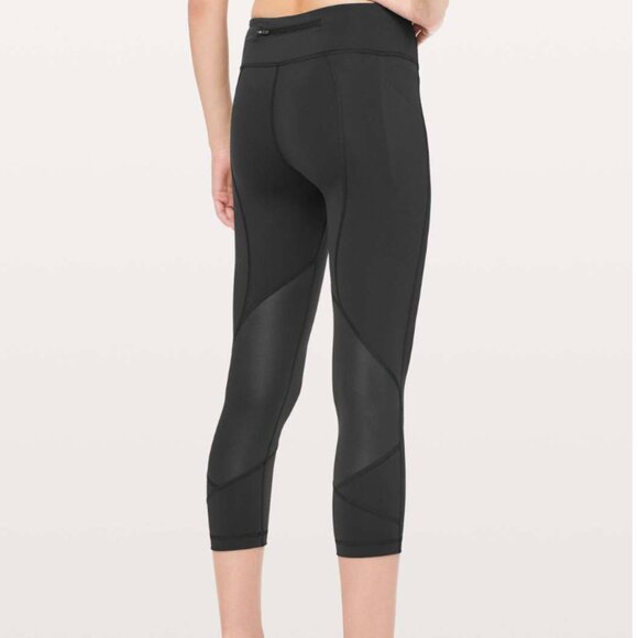 Lululemon Pace Rival Crop Black Yoga Running Leggings w/pockets-Size 6 - Picture 2 of 11